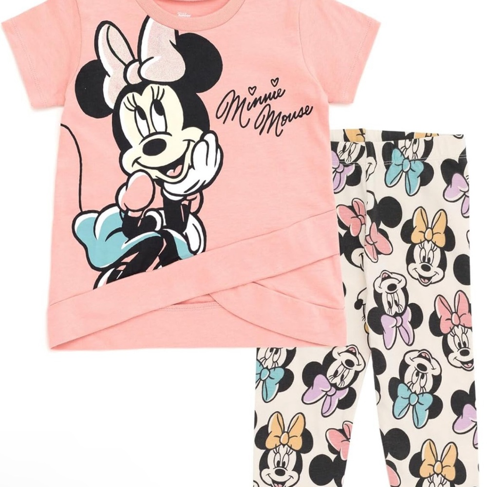 Disney Minnie Mouse Cotton T-Shirt and Leggings Outfit Set for Girls